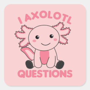 Axolotl Lovers Sweet Animals For Children Pink Squ Square Sticker