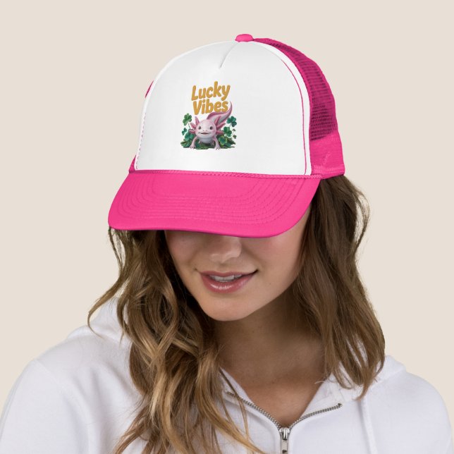 Axolotl Lucky Vibes Cute Hat Design (In Situ)
