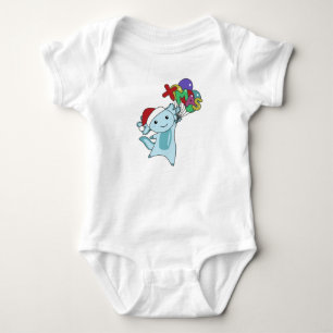 Axolotl Merry Christmas Winter Animals Axolotl Bab Baby Bodysuit