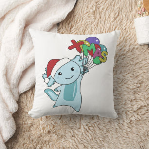 Axolotl Merry Christmas Winter Animals Axolotl Throw Pillow