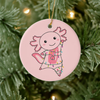Axolotl Merry Christmas Winter Animals Axolotls Ad Ceramic Ornament