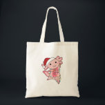 Axolotl Merry Christmas Winter Animals Axolotls Ad Tote Bag<br><div class="desc">The axolotl for Christmas with fairy lights. Funny animals with gifts and snow for the holidays. Also funny for Christmas in July. Axolotls are cute animals and perfect for Christmas.</div>