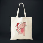 Axolotl Merry Christmas Winter Animals Axolotls Ad Tote Bag<br><div class="desc">The axolotl for Christmas with fairy lights. Funny animals with gifts and snow for the holidays. Also funny for Christmas in July. Axolotls are cute animals and perfect for Christmas.</div>