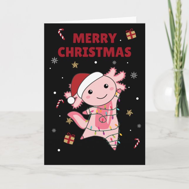 Axolotl Merry Christmas Winter Animals Axolotls Ca Card (Front)