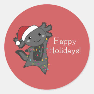 Axolotl Merry Christmas Winter Animals Axolotls Cl Classic Round Sticker