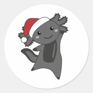 Axolotl Merry Christmas Winter Animals Axolotls Classic Round Sticker