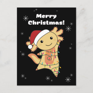 Axolotl Merry Christmas Winter Animals Axolotls Holiday Postcard