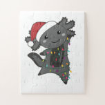 Axolotl Merry Christmas Winter Animals Axolotls Jigsaw Puzzle<br><div class="desc">The axolotl for Christmas with fairy lights. Funny animals with gifts and snow for the holidays. Also funny for Christmas in July. Axolotls are cute animals and perfect for Christmas.</div>
