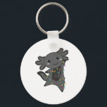 Axolotl Merry Christmas Winter Animals Axolotls Keychain<br><div class="desc">The axolotl for Christmas with fairy lights. Funny animals with gifts and snow for the holidays. Also funny for Christmas in July. Axolotls are cute animals and perfect for Christmas.</div>