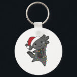 Axolotl Merry Christmas Winter Animals Axolotls Keychain<br><div class="desc">The axolotl for Christmas with fairy lights. Funny animals with gifts and snow for the holidays. Also funny for Christmas in July. Axolotls are cute animals and perfect for Christmas.</div>