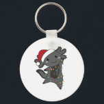Axolotl Merry Christmas Winter Animals Axolotls Keychain<br><div class="desc">The axolotl for Christmas with fairy lights. Funny animals with gifts and snow for the holidays. Also funny for Christmas in July. Axolotls are cute animals and perfect for Christmas.</div>