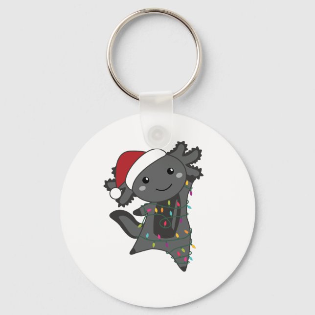 Axolotl Merry Christmas Winter Animals Axolotls Keychain (Front)