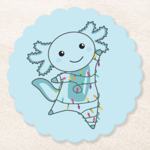 Axolotl Merry Christmas Winter Animals Axolotls Pa Paper Coaster