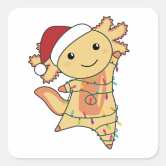 Axolotl Merry Christmas Winter Animals Axolotls Square Sticker