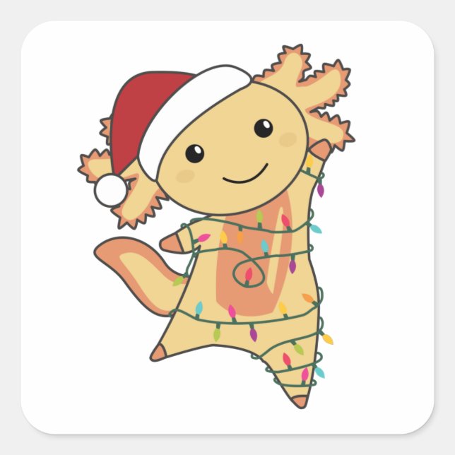 Axolotl Merry Christmas Winter Animals Axolotls Square Sticker (Front)