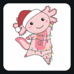 Axolotl Merry Christmas Winter Animals Axolotls Square Sticker<br><div class="desc">The axolotl for Christmas with fairy lights. Funny animals with gifts and snow for the holidays. Also funny for Christmas in July. Axolotls are cute animals and perfect for Christmas.</div>