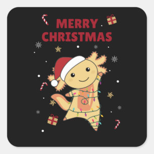 Axolotl Merry Christmas Winter Animals Axolotls Square Sticker