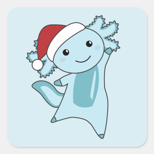 Axolotl Merry Christmas Winter Animals Axolotls Square Sticker (Front)