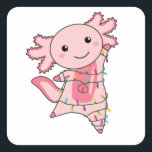 Axolotl Merry Christmas Winter Animals Axolotls Square Sticker<br><div class="desc">The axolotl for Christmas with fairy lights. Funny animals with gifts and snow for the holidays. Also funny for Christmas in July. Axolotls are cute animals and perfect for Christmas.</div>