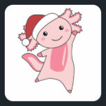 Axolotl Merry Christmas Winter Animals Axolotls Square Sticker<br><div class="desc">The axolotl for Christmas with fairy lights. Funny animals with gifts and snow for the holidays. Also funny for Christmas in July. Axolotls are cute animals and perfect for Christmas.</div>