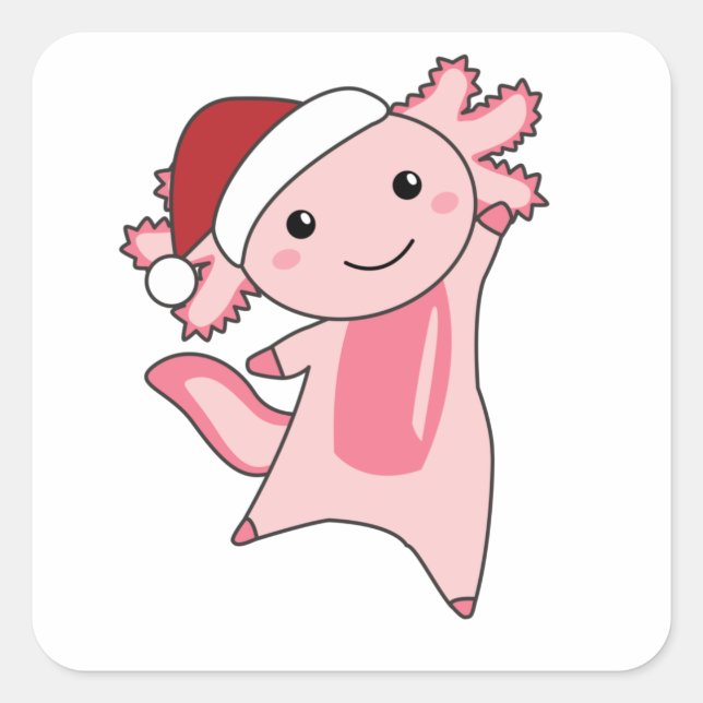 Axolotl Merry Christmas Winter Animals Axolotls Square Sticker (Front)