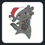 Axolotl Merry Christmas Winter Animals Axolotls Square Sticker<br><div class="desc">The axolotl for Christmas with fairy lights. Funny animals with gifts and snow for the holidays. Also funny for Christmas in July. Axolotls are cute animals and perfect for Christmas.</div>