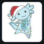 Axolotl Merry Christmas Winter Animals Axolotls Square Sticker<br><div class="desc">The axolotl for Christmas with fairy lights. Funny animals with gifts and snow for the holidays. Also funny for Christmas in July. Axolotls are cute animals and perfect for Christmas.</div>