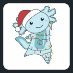 Axolotl Merry Christmas Winter Animals Axolotls Square Sticker<br><div class="desc">The axolotl for Christmas with fairy lights. Funny animals with gifts and snow for the holidays. Also funny for Christmas in July. Axolotls are cute animals and perfect for Christmas.</div>