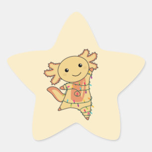 Axolotl Merry Christmas Winter Animals Axolotls Star Sticker