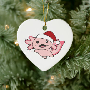 Axolotl Merry Christmas Winter Axolotl Ceramic Ornament
