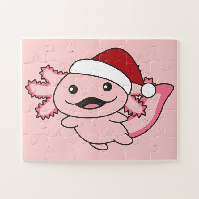 Axolotl Merry Christmas Winter Axolotl Jigsaw Puzz Jigsaw Puzzle (Horizontal)