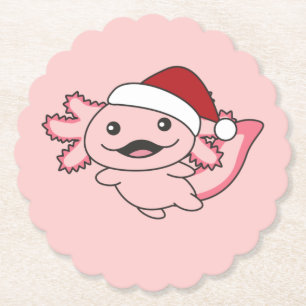 Axolotl Merry Christmas Winter Axolotl Paper Coast Coaster