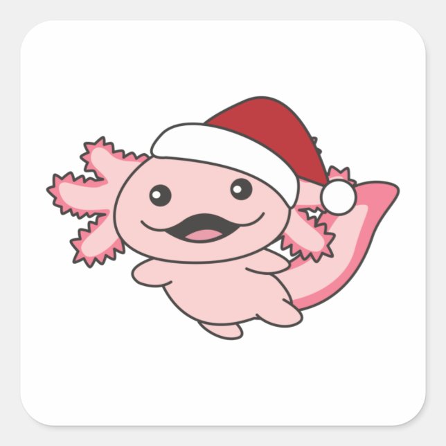 Axolotl Merry Christmas Winter Axolotl Square Stic Square Sticker (Front)