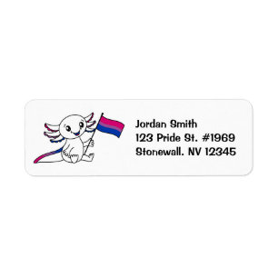 Axolotl mignon avec drapeau de fierté bisexuelle L