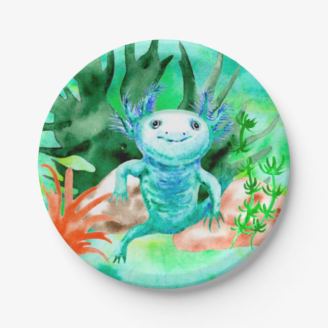 Axolotl Party Plates Birthday  (Front)