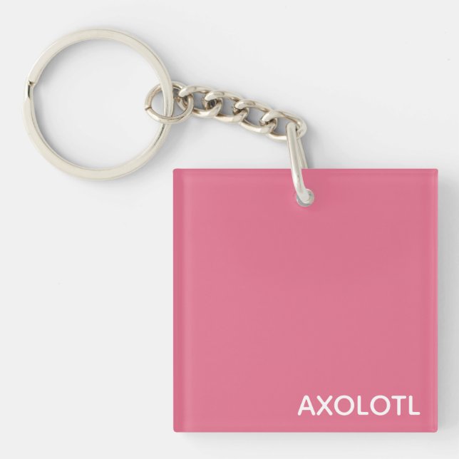 Axolotl pink colour name keychain (Front)