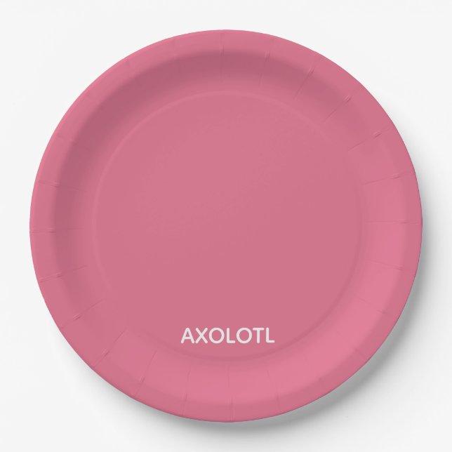 Axolotl pink colour name paper plate (Front)