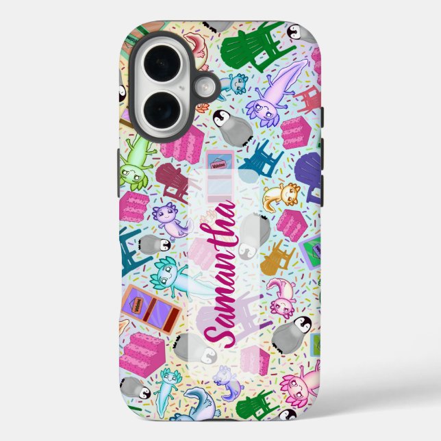Axolotl Pink Stairs Apple iPhone 16 Coque dur (Verso)