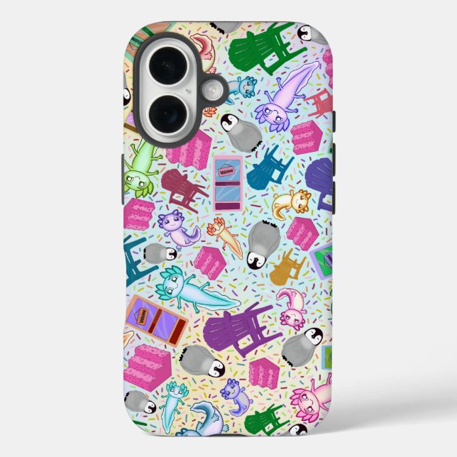 Axolotl Pink Stairs Apple iPhone 16 Coque dur (Verso)