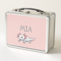 Axolotl Pink Teal Personalized Kid Cute Salamander