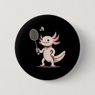 Axolotl Playing Badminton Player Shuttle Sport 2 Inch Round Button