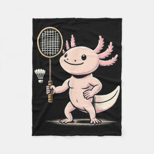 Axolotl Playing Badminton Player Shuttle Sport Fleece Blanket