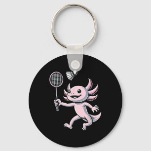 Axolotl Playing Badminton Player Shuttle Sport Keychain
