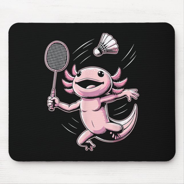 Axolotl Playing Badminton Player Shuttle Sport  Mouse Pad (Front)