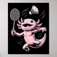 Axolotl Playing Badminton Player Shuttle Sport 