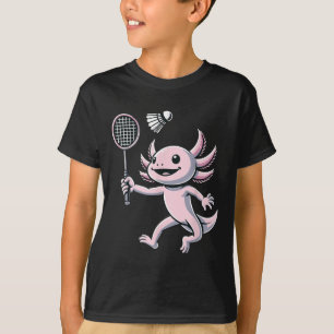 Axolotl Playing Badminton Player Shuttle Sport T-Shirt