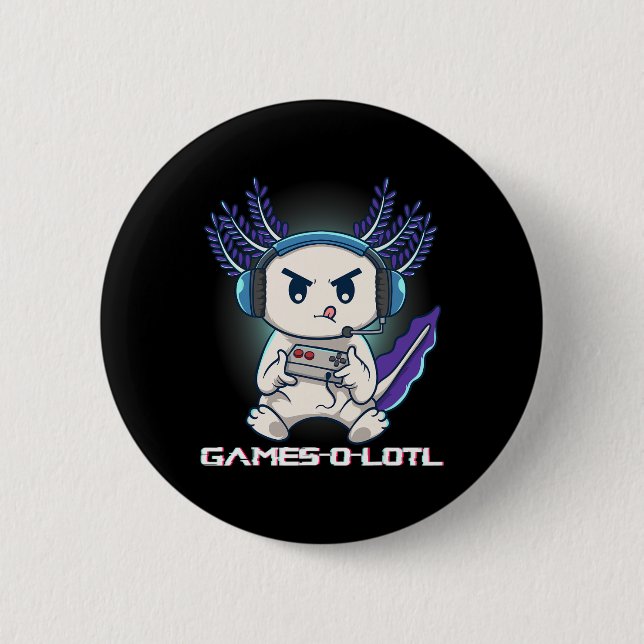 Axolotl Playing Console Video Games Gamesolotl Gam 2 Inch Round Button (Front)