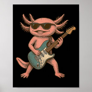Axolotl Playing Guitar Rock And Roll Gift Men Wome Poster