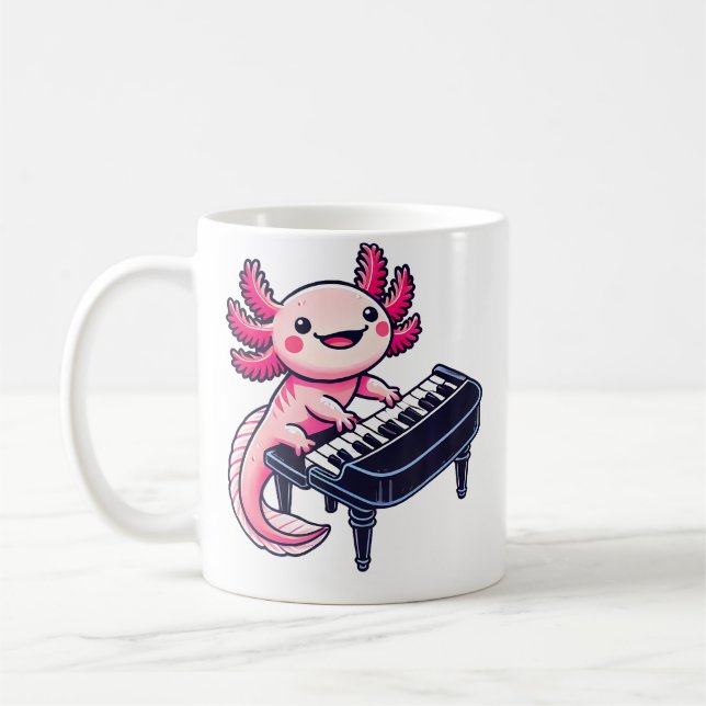 Axolotl Playing Piano Axolotls Musician Music Coffee Mug (Left)