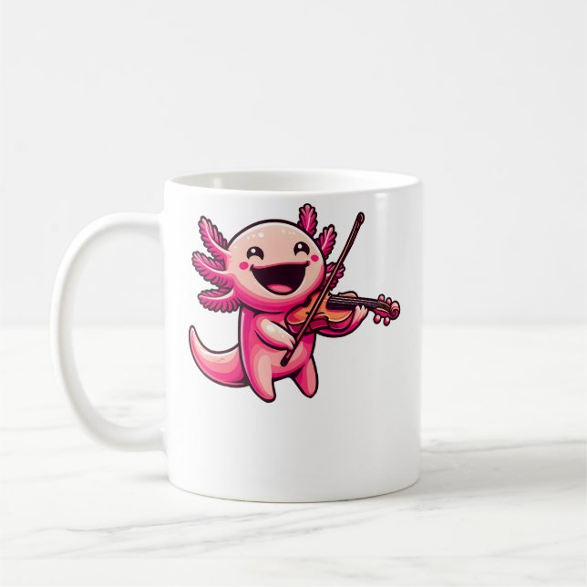 Axolotl Playing Violin Axolotls Musician Music Coffee Mug (Left)